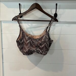 Garnet Hill Brown and Cream Bikini Top